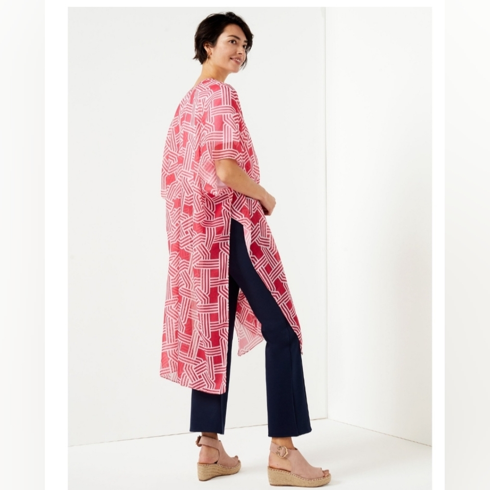 Women's Open-Front Geo-Print Duster - Picture 7 of 9